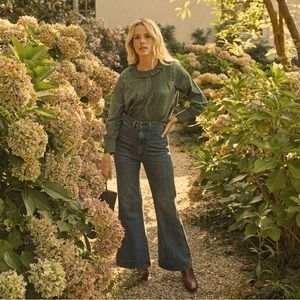 NWOT DÔEN Plum Top in Evergreen Winter Ditsy, XS